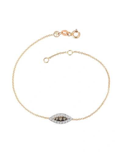 Kismet By Milka Eye Haven 14k Rose Gold Bracelet In Full White/champagne Diamonds