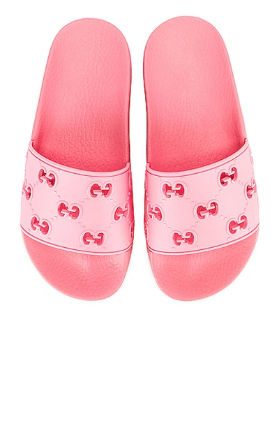 Gucci Bee Rubber Slides In Pink