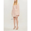 Stella Mccartney Belted Metallic Fil Coupé Silk-blend Mini Dress In Ballet Pink