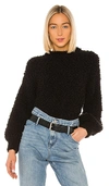 1.STATE 1. STATE POODLE TEXTURE SWEATER IN BLACK.,1STR-WK30