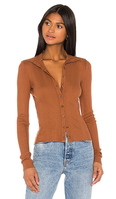 The Range Division Rib Button Turtleneck In Whiskey
