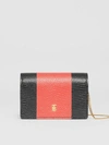 BURBERRY Embossed Leather Card Case with Detachable Strap