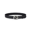 GUCCI GG BLACK LOGO-EMBOSSED LEATHER BELT,3156361