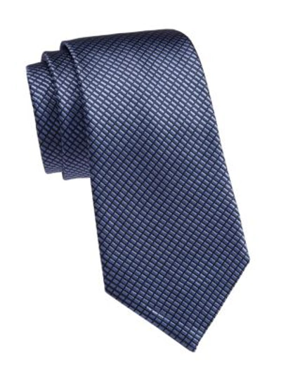 Ermenegildo Zegna Geo Stripe Silk Tie In Blue