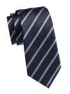Ermenegildo Zegna Silk Textured Stripe Tie In Navy