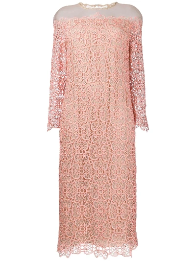 Fendi Lace Off-the-shoulder Dress In Pink