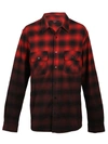 AMIRI Red Men's Dip Dye Flannel Shirt,2C6C63AB-E303-89DC-CF43-C8FD2825B787