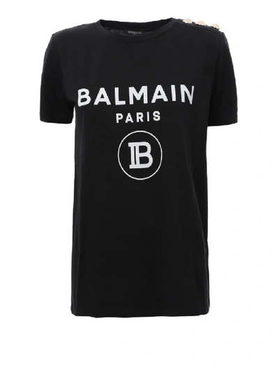 Balmain Regular-fit Jersey Logo Print T-shirt In Black