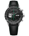 Raymond Weil Men's Swiss Automatic Chronograph Freelancer Black Leather Strap Watch 42mm In Black