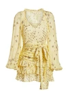 Loveshackfancy Women's Rina Star Metallic Silk-blend Mini Dress In Yellow