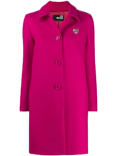 Love Moschino Single Breasted Coat In Rosa