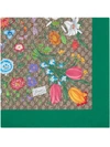 Gucci Gg Flora Silk Scarf In Green