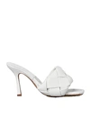 Bottega Veneta 90mm Lido Woven Leather Slide Sandals In White