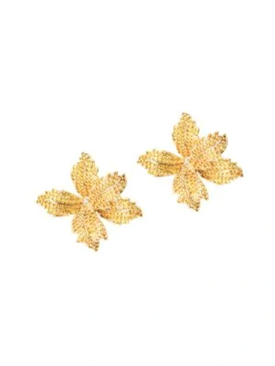 Eye Candy La Women's Luxe Flower Crystal Stud Earrings In Gold