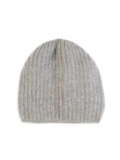 Portolano Women's Ribbed Cashmere Beanie In Grey