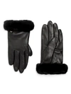 UGG SHORTY SHEARLING-CUFF LEATHER GLOVES,0400011447556