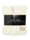 Calvin Klein 3-piece Waffle Knit Hat, Scarf & Touch Gloves Set In Cream