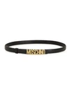 Moschino Logo Belt With Gold-tone Hardware In Black