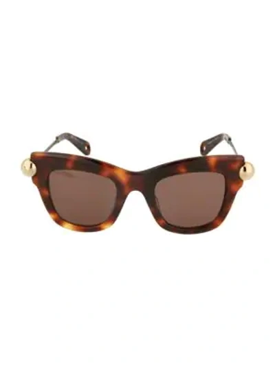 Christopher Kane 46mm Square Novelty Sunglasses In Havana Brown