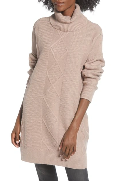 Minkpink Lesley Cable Tunic Sweater In Taupe