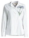 WEEKEND MAX MARA Antony Stripe & Floral Embroidery Cotton Shirt