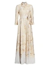 Teri Jon Brocade Shirt Gown In Gold
