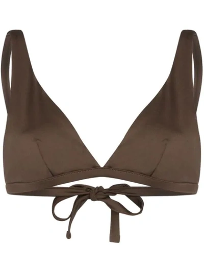 Asceno Triangle V-neck Bikini Top In Brown