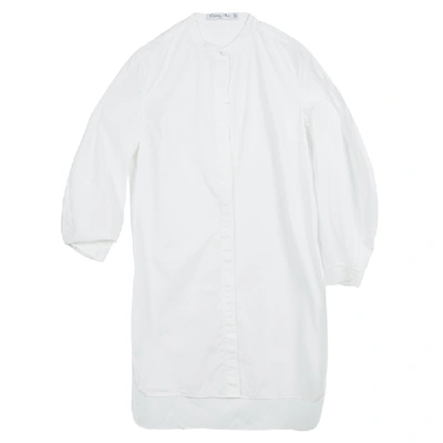Pre-owned Dior White Cotton Long Sleeve Shirt Dress S