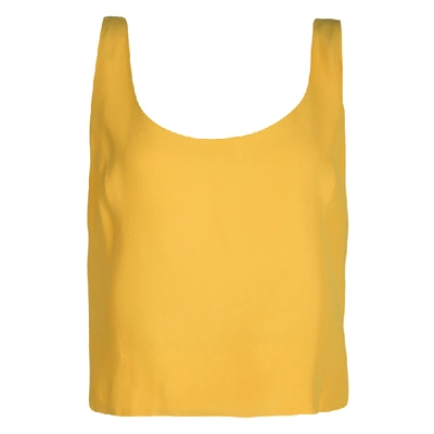 Pre-owned Moschino Couture Yellow Fitted Sleeveless Crop Top L