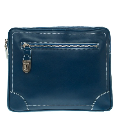 Pre-owned Marc Jacobs Matte Blue Leather The Venetia Ipad Case