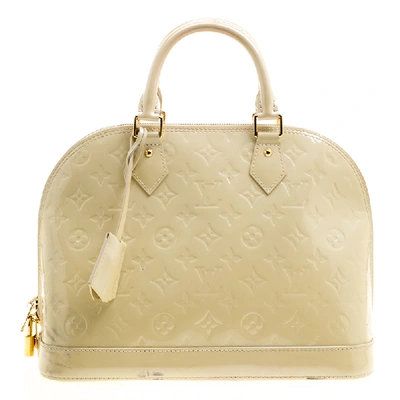 Pre-owned Louis Vuitton Perle Monogram Vernis Alma Pm Bag In Cream