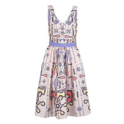 Pre-owned Peter Pilotto Blush Pink 3d Waffle Texture Printed Circle Dress M In Multicolor