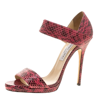Pre-owned Jimmy Choo Pink Python Lee Sandals Size 41
