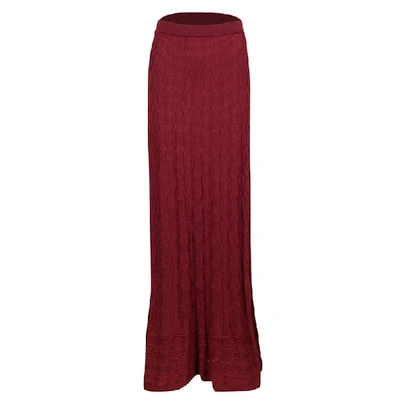 Pre-owned M Missoni Maroon Patterned Knit Maxi Skirt M In Red
