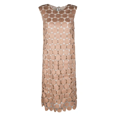 Pre-owned Marni Sand Brown Circular Guipure Lace Sleeveless Shift Dress M