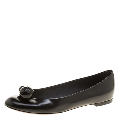 Pre-owned Louis Vuitton Black Leather Betty Ballet Flats Size 37