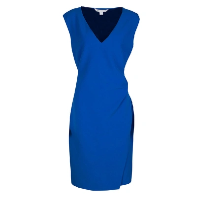 Pre-owned Diane Von Furstenberg Blue Sleeveless Fitted Megan Dress Xl