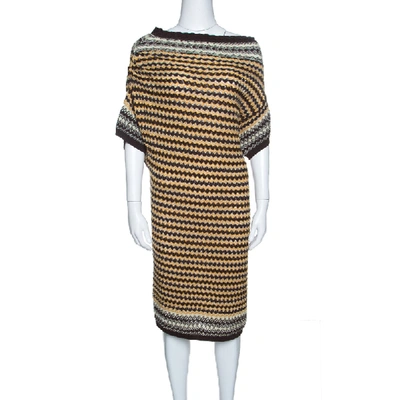 Pre-owned Missoni Multicolor Patterened Knit Off Shoulder Dress M