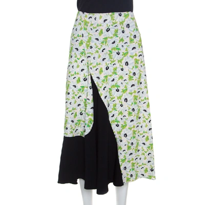 Pre-owned Stella Mccartney Colourblock Wildflower Print Florentina Midi Skirt S In Multicolor