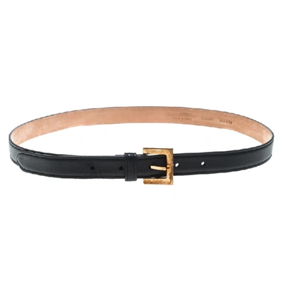 Pre-owned Dolce & Gabbana Black Leather Skinny Belt 85 Cm