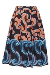 HOLLY FULTON Pleated Printed Silk Skirt