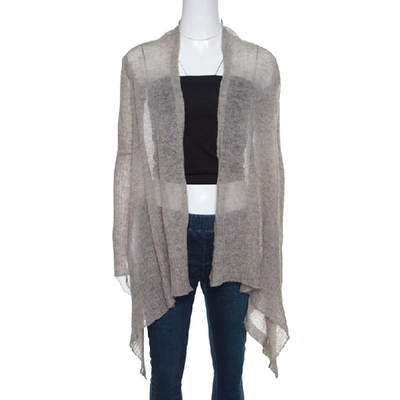 Pre-owned Rick Owens Grey Alpaca Wool Open Front Water Fall Cardigan S
