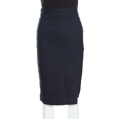 Pre-owned Altuzarra Navy Blue Wool Blend Stretch Faun Twill Pencil Skirt S