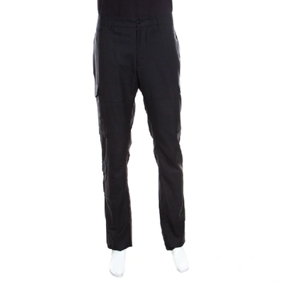 Pre-owned Ralph Lauren Dark Charcoal Wool Straight Fit Cargo Pants Xxl In Grey
