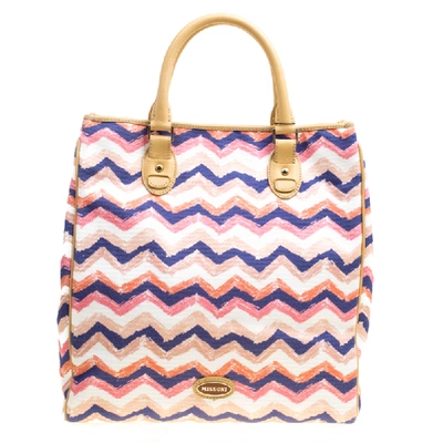 Pre-owned Missoni Multicolor/beige Printed Canvas And Leather Tote