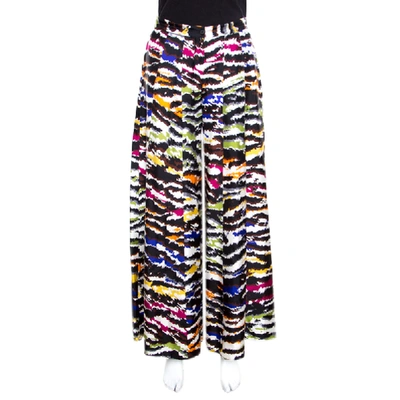 Pre-owned Missoni Multicolor Abstract Printed Silk Wide Leg Pants M