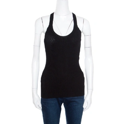 Pre-owned Gucci Black Lurex Ribbed Knit Tank Top Xs