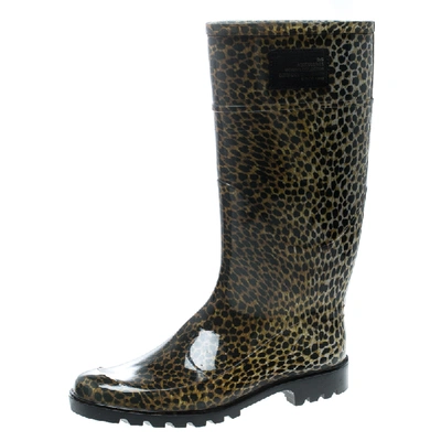 Pre-owned Dolce & Gabbana Animal Print Rubber Boots Size 41 In Brown