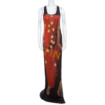 Pre-owned Lanvin Blurry Lights Printed Jersey Racer Back Tank Maxi Dress S In Multicolor