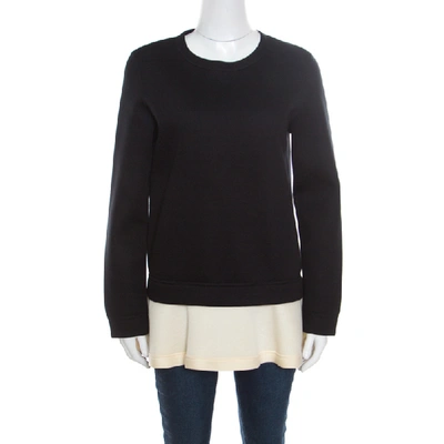 Pre-owned Valentino Black Contrast Flared Hem Detail Sweatshirt S